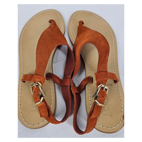 J.CREW WOMEN'S BROWN / TAN STRAPPY THONG SANDALS SIZE 9 MADE IN ITALY - Picture 3 of 7